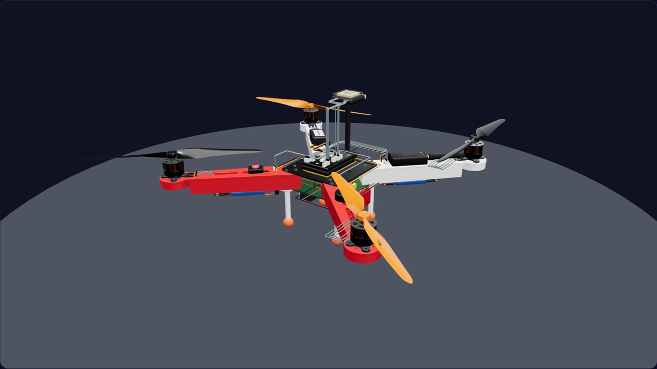 A quadcopter drone built in Cognita's STEM and robotics course